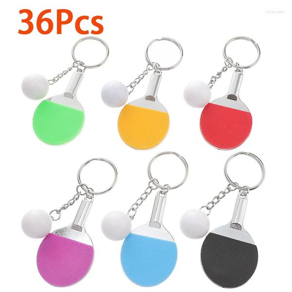 Llaveros 36 Unids Pelota Tenis Joyería Encantos Colgante Bolso Cadena Trasera Mesa Monedero Modelo Decoración Decoración Llavero Raqueta Ping Pong Llavero