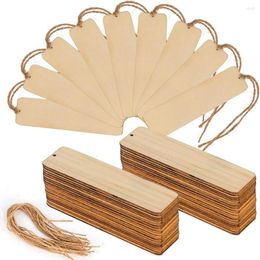 Porte-clés 36 pièces bois signet en vrac signets vierges avec cordes étiquettes suspendues en bois fournitures de bricolage papeterie scolaire