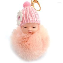 Portachiavi 39 Colori Sleeping Baby Doll Portachiavi Pompon Palla di pelo Portachiavi Auto Portachiavi Donna Titolare Borsa Ciondolo Accessori di fascino