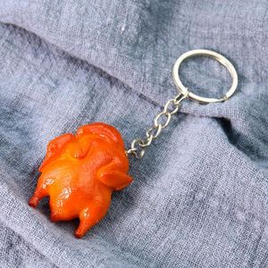 Keychains 3D Mini PVC Fast Food Keychain Roast Chicken Pendant Turkije Hanging Fun Toy Bag Purse Ornament Kids Jewelry Festival Gift