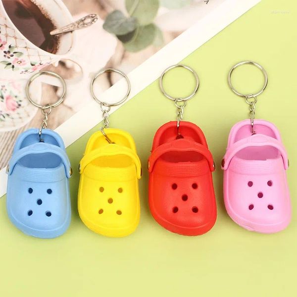 Porte-clés 3D Mini chaussure pendentif porte-clés sandale pantoufle EVA belle plage petites chaussures croco trou sac à dos pour animaux de compagnie jouet poupée