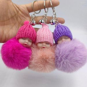 Keychains 3pcs 10 couleurs endormie clés clés clés en peluche en fausse fourrure clés de clés moelleux bijoux femmes