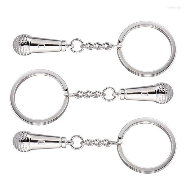 Porte-clés 3pcs Microphone en forme de pendentif micro 3D Design Porte-clés Pendentifs uniques Emel22