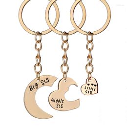 Keychains 3pcs-set Big sis Middle Little Keychain Love Heart Sister Key Chain Family Family Bijoux Cadeaux de Noël Chaveiro