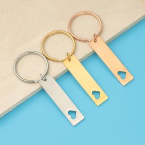 Porte-clés 3pcs plaque d'acier inoxydable porte-clés vierge pour enregistrer 40x10mm rectangle en métal pour la vente en gros polie