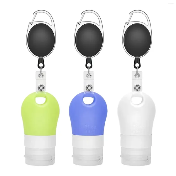 Keychains 3 pcs bouteilles de voyage régler le silicone portable rechargeable petite bouteille vide pour sac à dos avec compression de portefeuille