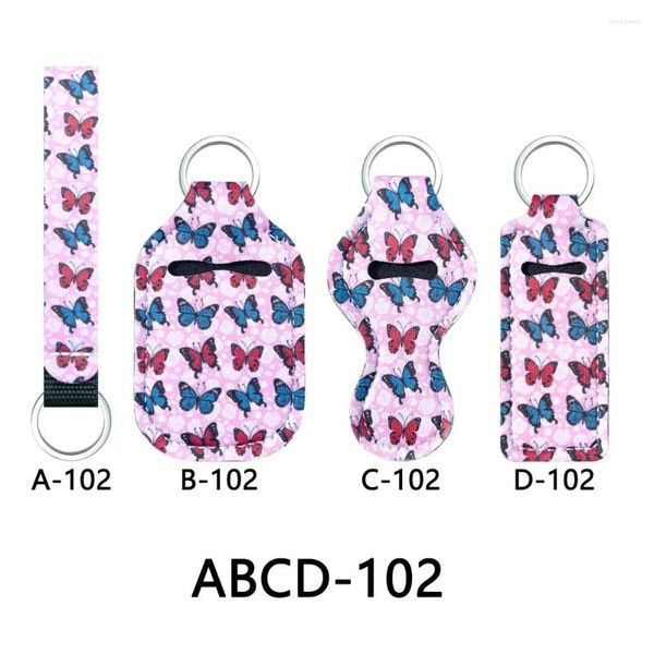 Porte-clés 4/12pcs motif papillon porte-clés charmes couleur argent métal porte-clés rectangle rouge à lèvres porte-désinfectant pour les mains femmes porte-clés