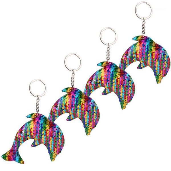 Porte-clés 4 pièces mignon élégant mode Sequin Keychian sac boucle pendentif coloré porte-clés beau cadeau accessoires L02121