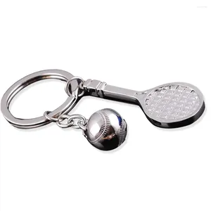 Keychains 4 stuks Key Chains Exquisite Mini Tennis Racket Ball Keys Hanglange sieraden Accessoires Arts and Crafts ornamenten