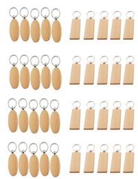Schlüsselanhänger, 40 Stück, blanko, Holz-Schlüsselanhänger, DIY, Holzgeschenke, Gelb, 20 oval, 20 rechteckig, 19281455