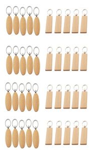 Sleutelchains 40 pc's blanco houten sleutelhanger Diy Wood s Geschenken geel, 20 ovaal 20 rectangle12842386