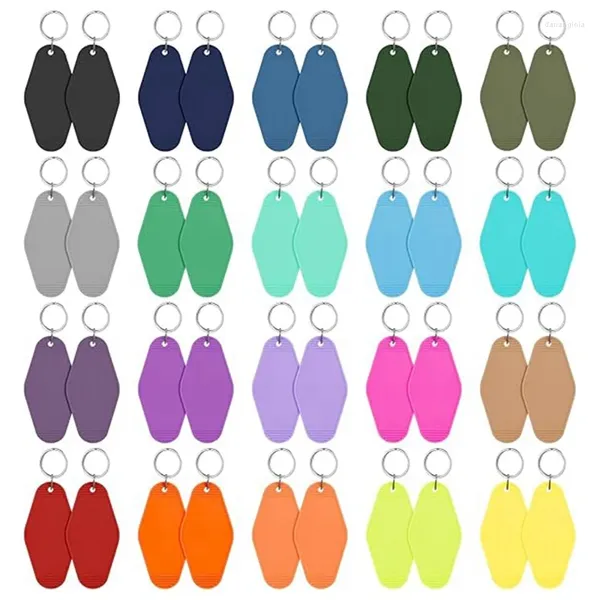 Keychains 40 PCS El Keychain vide avec des anneaux clés 20 couleurs MOTEL RHOMBUS PLASTIQUE POUR DIY ET LOGGAGA