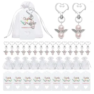 Porte-clés 40 ensembles Pearl Angel avec porte-clés en forme de coeur Ensemble de faveur de mariage comprenant des sacs-cadeaux A