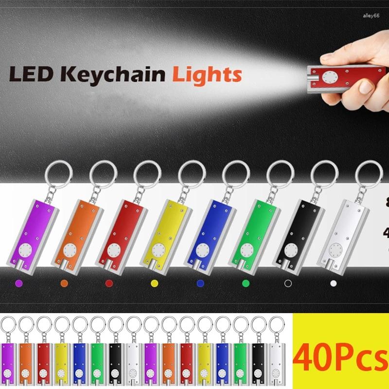 Keychains 40Pcs LED Keychain Mini Pocket Light USB Rechargeable Torch Emegency Camping