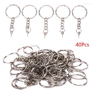 Sleutelchains 40 stks /ingesteld gepolijste sleutelringschroef oog korte ketting split connector diy sieraden sleutelhanger keyfob accessoires