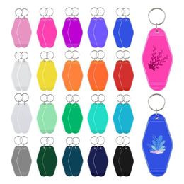 Porte-clés 40 pièces Vintage Motel 20 couleurs El blanc transfert de chaleur ornement pour Sublimation vinyle bricolage MakingKeychainsKeychains