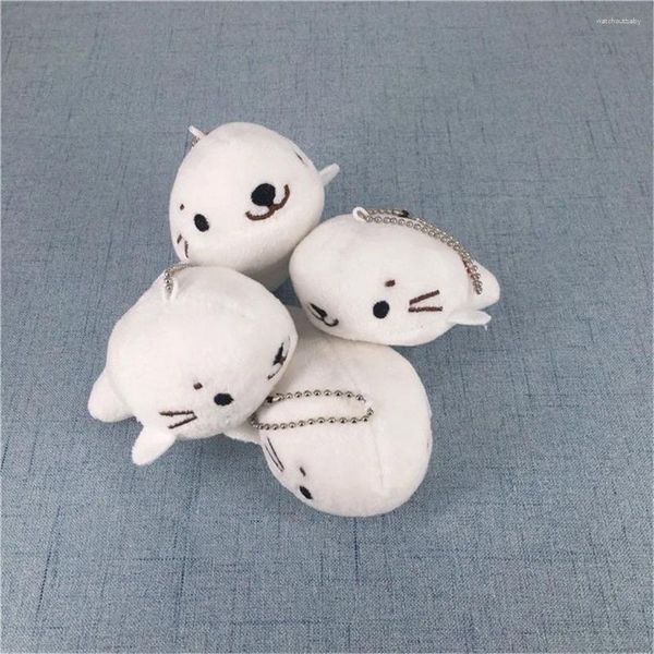 Llaveros 48PCS Juguete de peluche Animal Sello blanco 7CM Llavero Muñeca