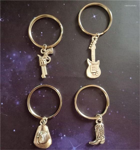 Keychains 4pcs/lote Ceeative Ceative Keychain de llavero Cadena de llaves Ring Western Jewelry Cowboy Boot Gateo