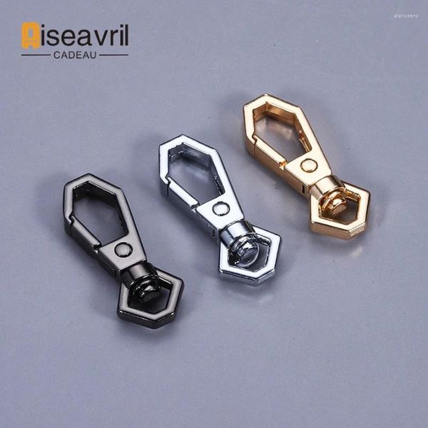 Porte-clés 5/10pcs métal hexagonal mousqueton déclencheur fermoirs clips porte à ressort pour l'artisanat en cuir sac de laisse pour animaux de compagnie sangle porte-clés