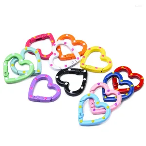 Keychains 5 / 10pcs Multicolor Metal Spot Heart Ring Spring fermp Clips Clips Crochets pour les bijoux de bijoux DIY