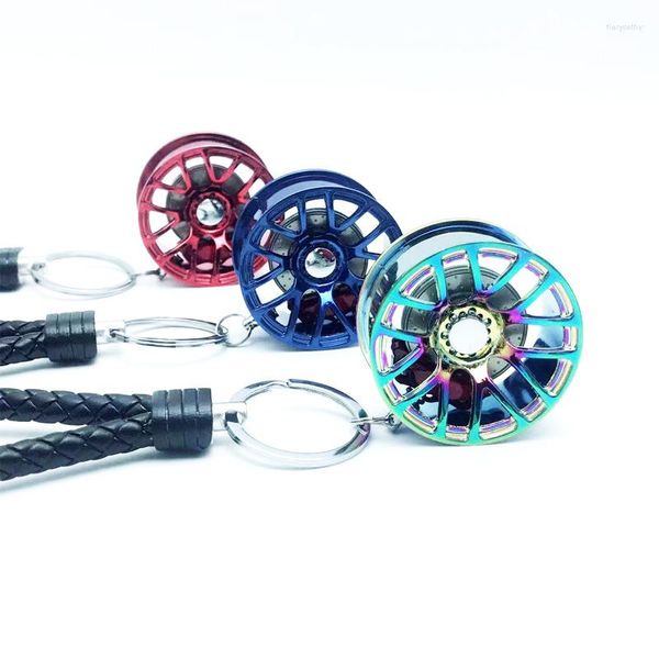 Porte-clés 5 couleurs voiture roue jante porte-clés 3D métal porte-clés avec frein à disque porte-clés moyeu pour BBS partie pendentif accessoires