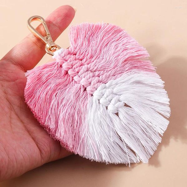 Llaveros 5 colores hechos a mano de punto grande hoja de palmera llavero llavero para mujer niña lindas hojas de ganchillo colgante llave del coche bolso regalos