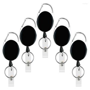 Keychains 5 Pack Heavy Duty intrekbare badge Reel ID -kaarthouder met clip en sleutelhanger Carabiner Keychain Belt Black Smal2222