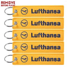 Sleutelhangers 5 stuks gele Lufthansa sieraden borduurwerk sleutel tag label mode sleutelhanger cockpitpersoneel piloot keten voor luchtvaart geschenken