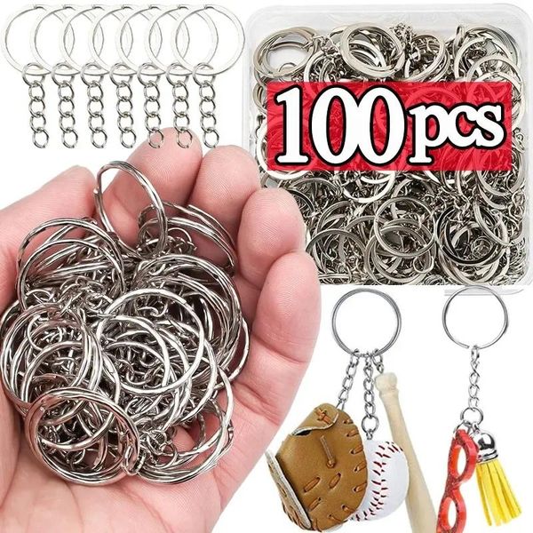 Porte-clés 50/100pcs argent plaqué métal blanc porte-clés porte-clés anneau fendu porte-clés porte-clés femmes hommes bricolage chaînes accessoires