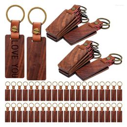 Keychains 50 pack en cuir porte-clés en bois étiquettes en bois en bois