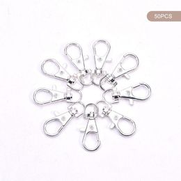 Keychains 50 PCS Metal Silver Swivel Glasps Lonyard Snap Hook Homster Claw Claw DIY Split Key Ring Fjewelry Making 246p