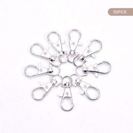 Keychains 50 PCS Metal Silver Swivel Glasps Lonyard Snap Hook Homster Claw Claw DIY Split Key Ring Fjewelry Making 292y