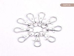 Keychains 50 PCS Metal Silver Swivel Glasps Lonyard Snap Hook Homster Claw Claw Ferm Diy Split Key Ring Fjewelry Making1338192