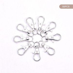 Llaveros 50 Uds Metal plateado cierres giratorios cordón gancho a presión broche de pinza de langosta DIY llavero dividido FJewelry Making283T