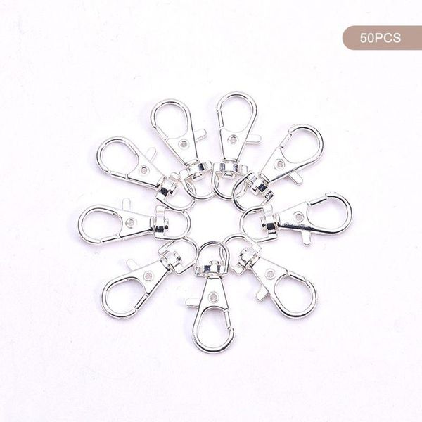 Llaveros 50 Uds Metal plateado cierres giratorios cordón mosquetón broche de pinza de langosta DIY Split llavero FJewelry Making