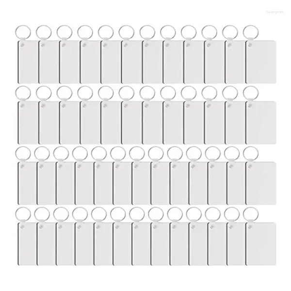 Llaveros 50 piezas Blanco MDF Rectángulo Sublimación en blanco Llavero Doble cara Placa de transferencia de calor Clave