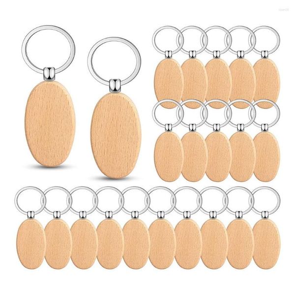 Llaveros 50 piezas Llavero de madera Oval Espacios en blanco de madera Etiqueta de llavero sin terminar para manualidades de regalo DIY (Oval)