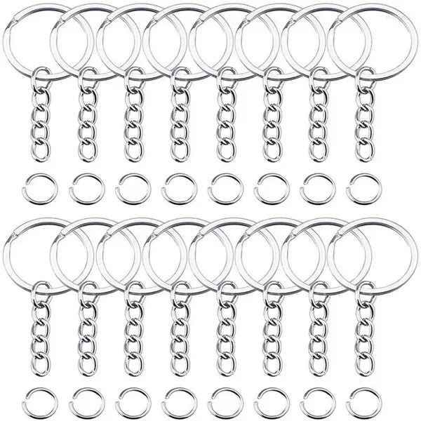 Llaves 50pc metal en blanco llavero anillos divididos keyfob llave langosta cadenas colgantes de trepaporas carab