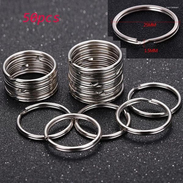 Keychains 50pcs 25 mm DIY en acier inoxydable Keychain Split Key Key Ring Loop Hoop Chain