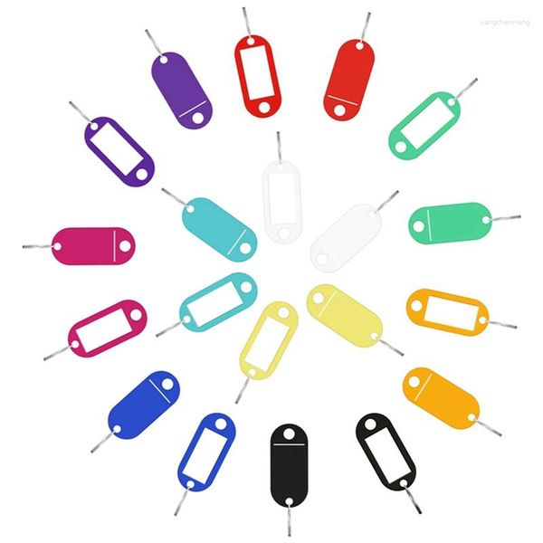 Porte-clés 50pcs étiquettes vierges clé avec anneau et étiquette fenêtre chaîne sac à main accessoires automobiles étiquettes anneaux d'identification