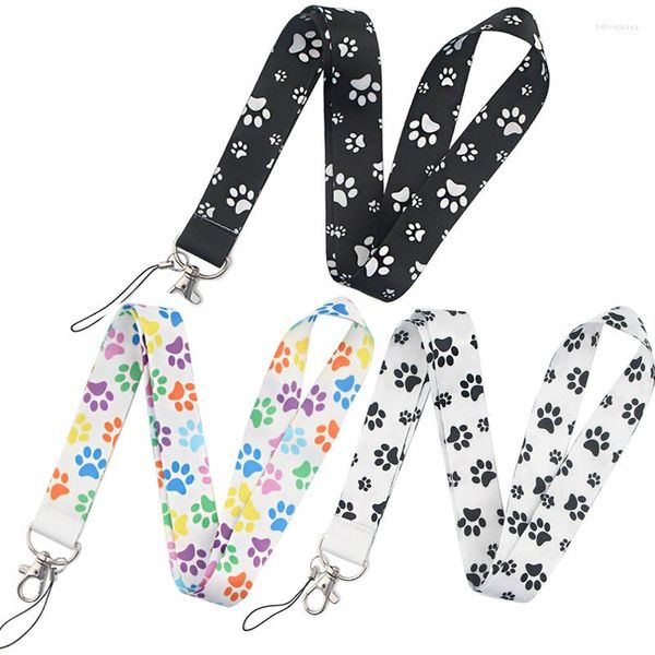 Porte-clés 50pcs Dog Print Lanyards Id Badge Holder Porte-clés Bretelles pour accessoire de téléphone portable