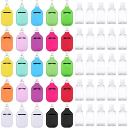 Porte-clés 50pcs vide taille de voyage bouteille porte-désinfectant pour les mains ensemble 25 bouteilles réutilisables à capuchon rabattable