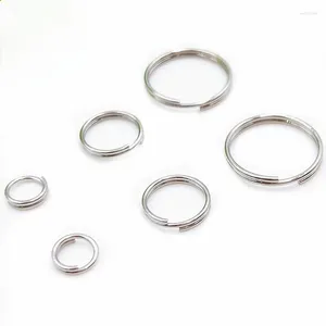 Porte-clés 50 pcs/lot en gros en acier inoxydable trou porte-clés chaîne ronde fendue porte-clés pour bricolage bijoux making accessoires