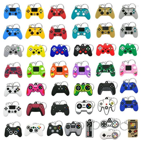 Llaveros 50 unids llavero de PVC colorido gamepad lindo joystick llavero anime juguete personalizado llavero para accesorios de coche maestro de escuela regalo