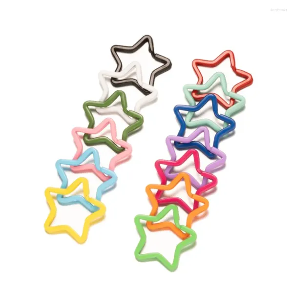 Porte-clés 5pcs 35x30mm métal plat cinq branches étoile forme creux porte-clés fendu porte-clés connecteur bricolage pendentif sangle crochet fabrication de bijoux