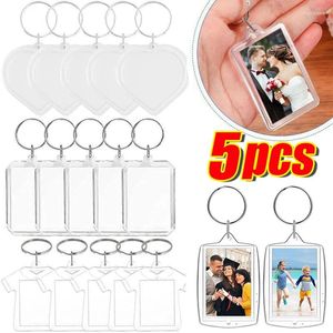 Sleutelhangers 5 stks Creatieve Transparante Insert Po Sleutelhanger DIY Split Ring Sleutel Gepersonaliseerde Helder Acryl Fotolijst Paar Gift