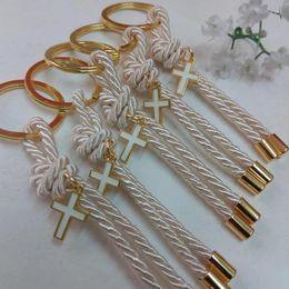 Sleutelhangers 5st Kruis Touw Knoop Sleutelhanger Griekse Doop Cadeau Voor Jongens En Meisjes Religieuze Handgemaakte Sleutel Accessoires Vriend