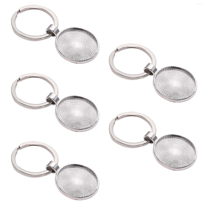 Keychains 5pcs Gift Cabochon Blank Keychain Keyring Home Fit 25mm Glass Fashion Handmade Pendant Base DIY Craft Jewelry Making Hanging