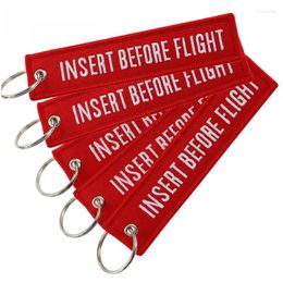 Porte-clés 5pcs insérer avant le vol des deux côtés broderie pendentif rouge porte-clés sac à dos de voiture porte-clés pour les amateurs d'aviatior bibelots