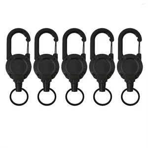 Porte-clés 5pcs extérieur rétractable câble porte-clés bobine porte-clés avec outil d'anneau de câble en acier